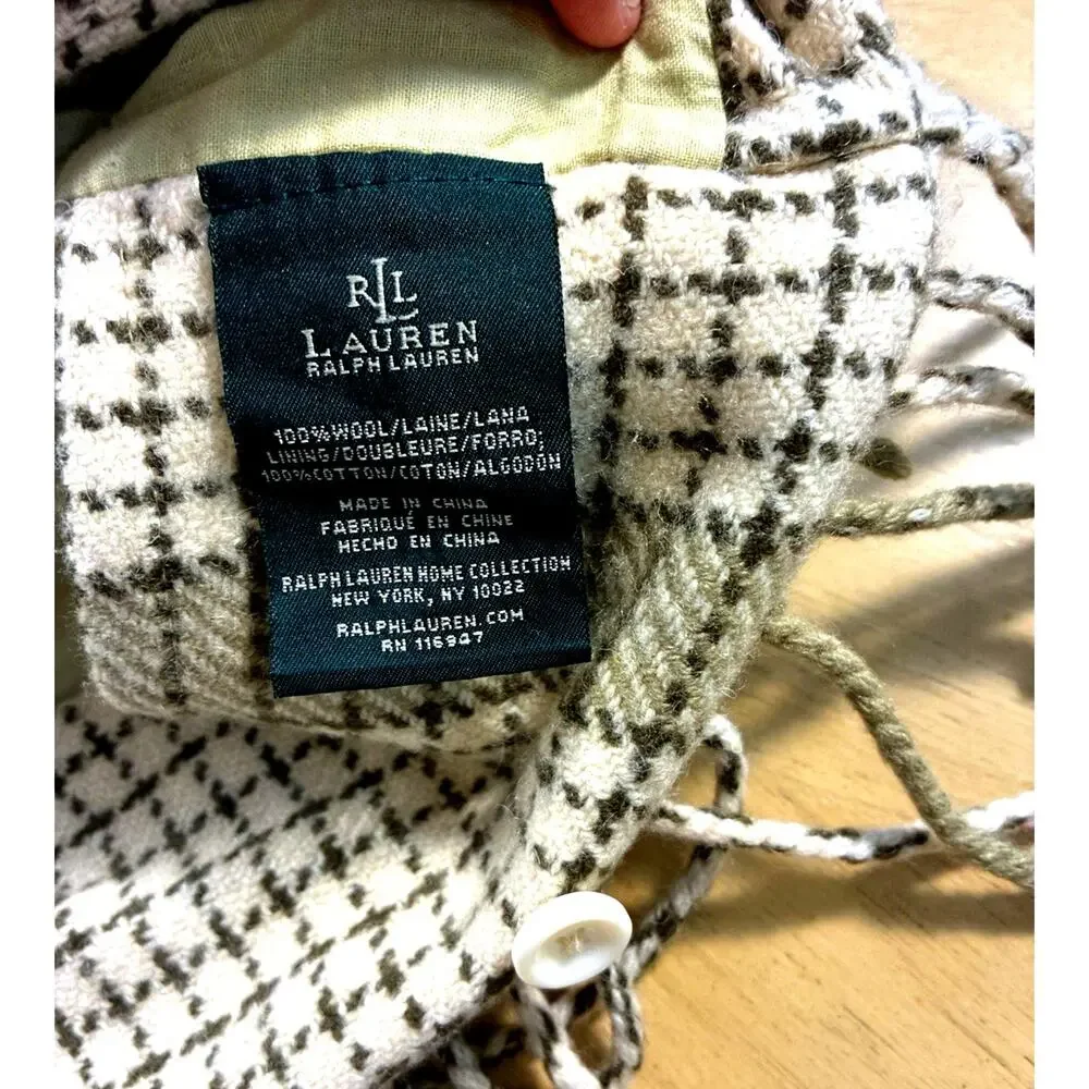 VTG Ralph Lauren Yorkshire Rose Wool Euro Sham Pillow Cover Fringed Plaid 25